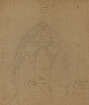 216906 Afbeelding van het ontwerp voor de drie vensters met tracering van het middenkoor in de Jacobikerk te Utrecht. ...
